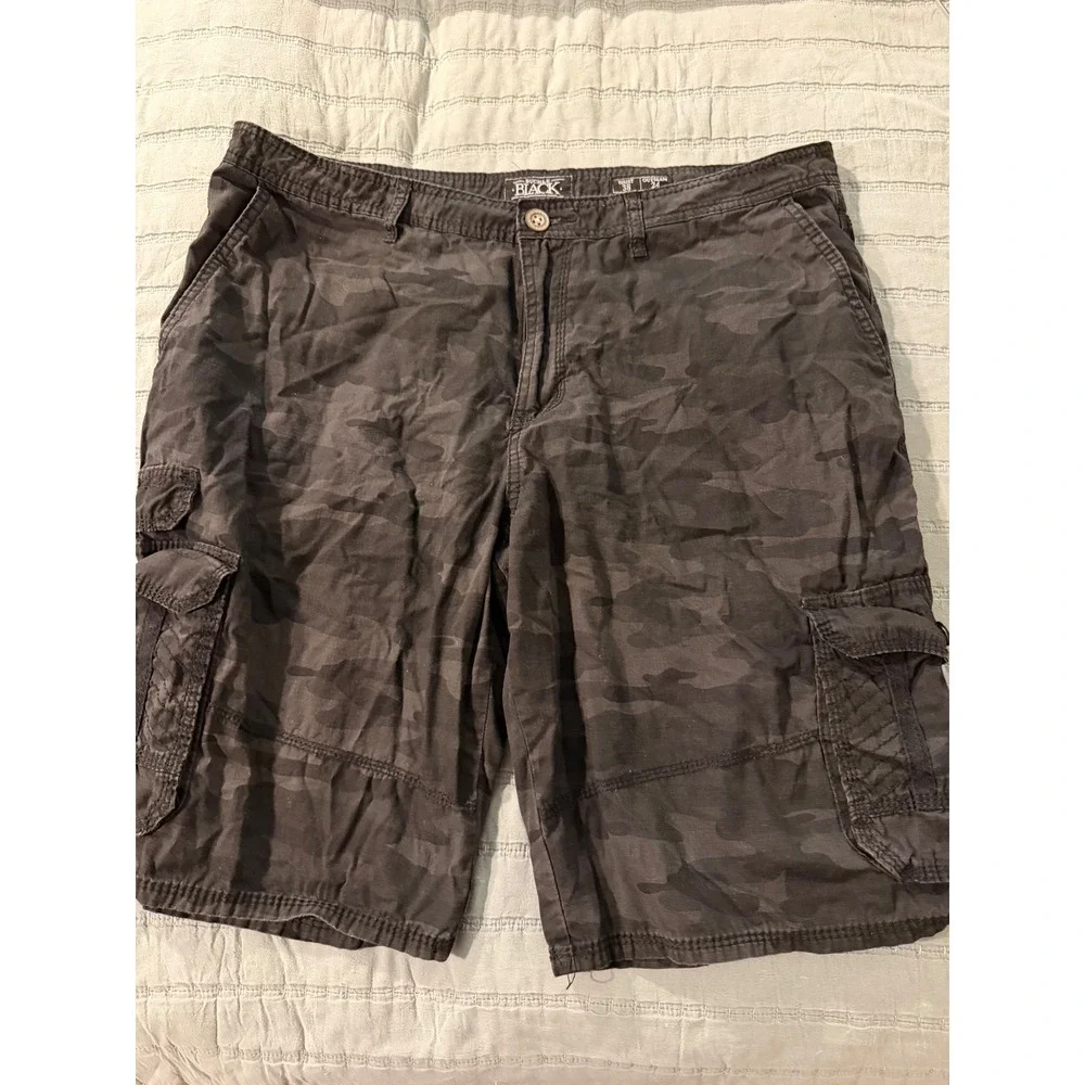 Buckle Black Mens Athletic Fit Cargo Shorts Grey Camo Size 38 Ripstop Utility
